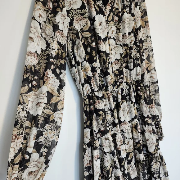 Floral Feminine Ruffle Festival Summer Autumn Dress Size 2 EVERNEW Bold Print - Picture 4 of 8